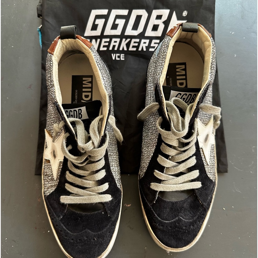 Golden goose mid star LTP silver glitter size 7 ladies